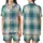 Cozy Style Enthusiasts Muted Sky Blue Buffalo Check and Gingham Plaid Pattern with Teal and Creamy Off-White Satin Short-Sleeve Pajamas Set - 1