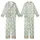 Women's Refined Pale Pistachio Green Black Seamless Interlocking Geometric Botanical Pattern Kid Satin Pajamas Set - 1zOwL9e0jT