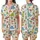 Dinosaur Lovers' Cheerful Cartoon Roar Pattern T-Rex Stegosaurus Brachiosaurus Satin Short-Sleeve Pajamas Set - 1