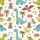 Dinosaur Lovers' Cheerful Cartoon Roar Pattern T-Rex Stegosaurus Brachiosaurus Satin Short-Sleeve Pajamas Set - 4