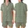 Bridesmaid & Bridal Party Satin Pajama Set: Golden Olive Branch Script on Sage Green Satin Short-Sleeve Pajamas Set - N4ZKJ4SP83