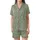 Bridesmaid & Bridal Party Satin Pajama Set: Golden Olive Branch Script on Sage Green Satin Short-Sleeve Pajamas Set - 2