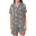Whimsical Style Fans' Hand-Drawn Playful Cartoon Foxes Muted Grey Mustard Yellow Pattern Satin Short-Sleeve Pajamas Set - 2