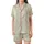 Women's Creamy Yellow Slate Grey Botanical Etching Rose Peony Butterfly Vine Pattern Satin Short-Sleeve Pajamas Set - 2