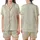 Women's Creamy Yellow Slate Grey Botanical Etching Rose Peony Butterfly Vine Pattern Satin Short-Sleeve Pajamas Set - 1