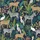 Women's Navy Jungle Animal Print Ultra-Soft Cotton Sleepwear Ensemble: Hand Block Leopard Zebra Bird Design Satin Short-Sleeve Pajamas Set - 4