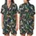 Women's Navy Jungle Animal Print Ultra-Soft Cotton Sleepwear Ensemble: Hand Block Leopard Zebra Bird Design Satin Short-Sleeve Pajamas Set - 1