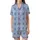 Women's Elegant Dusty Periwinkle Blue White Damask Interlocking Pattern Satin Short-Sleeve Pajamas Set - 2