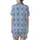 Women's Elegant Dusty Periwinkle Blue White Damask Interlocking Pattern Satin Short-Sleeve Pajamas Set - 3