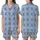 Women's Elegant Dusty Periwinkle Blue White Damask Interlocking Pattern Satin Short-Sleeve Pajamas Set - 1