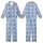 Women's Elegant Dusty Periwinkle Blue White Damask Interlocking Pattern Kid Satin Pajamas Set - 1
