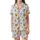 Youthful Enthusiasts' Hand-Drawn Breakfast & Sleepover Seamless Pattern White Pastel Bold Black Outline Satin Short-Sleeve Pajamas Set - BJ4QbPH7QR