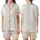 Women's White Silk Sleep Set: Delicate Branch Pattern Lace Shorts Top - Organic Line Art Design Satin Short-Sleeve Pajamas Set - 1