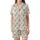 Women's Vintage Pajamas: Delicate Wildflower & Teal Berry Botanical Print Satin Short-Sleeve Pajamas Set - 688OMD1yMe