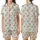 Women's Vintage Pajamas: Delicate Wildflower & Teal Berry Botanical Print Satin Short-Sleeve Pajamas Set - JRMaCinsiY