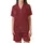 Women's Pure Silk Sleep Set: Burgundy & Crimson Geometric Lattice Loungewear Satin Short-Sleeve Pajamas Set - ZIRjtAVD9S