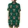 Couples Playful Otter Pun Christmas Sleep Set: Santa Hat Otters & Snowflakes - Forest Green Loungewear Satin Short-Sleeve Pajamas Set - sMU-nWxEd9