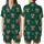Couples Playful Otter Pun Christmas Sleep Set: Santa Hat Otters & Snowflakes - Forest Green Loungewear Satin Short-Sleeve Pajamas Set - ujbrLyAeaF