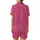 Indian Cotton Women's Fuchsia Pink Hand Block Print Tiger Stripe Pajamas Set Satin Short-Sleeve Pajamas Set - 3