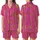 Indian Cotton Women's Fuchsia Pink Hand Block Print Tiger Stripe Pajamas Set Satin Short-Sleeve Pajamas Set - 1