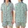 Women's Flat Illustrative Aqua Ocean Surfer Satin 2-Piece Sleep Set Satin Short-Sleeve Pajamas Set - 1