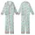 Women's Flat Illustrative Aqua Ocean Surfer Satin 2-Piece Sleep Set Kid Satin Pajamas Set - 1