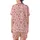 Women's Pastel Pink Candy Cane, Snowflake, & Holly Christmas Loungewear Pajama Set Satin Short-Sleeve Pajamas Set - KrNiBmN2-X