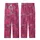 Women's Hand Block Print Fuchsia Floral Peony Rose Cotton Loungewear Set - Indian Inspired Design Kid Satin Pajamas Set - 3