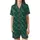 Women's Satin Button-Up Emerald Botanical Pajamas Set - Long Sleeve Sleepwear Satin Short-Sleeve Pajamas Set - 2wblH0kkTV