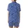 Women's Vintage Chinoiserie Indigo Cobalt Blue Peony Vine Floral Tapestry Satin Short-Sleeve Pajamas Set - 3
