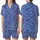 Women's Vintage Chinoiserie Indigo Cobalt Blue Peony Vine Floral Tapestry Satin Short-Sleeve Pajamas Set - 1