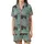 Christmas Fans' Muted Teal Rustic Illustrative Monster Truck Snowy Pine Tree Pattern Satin Short-Sleeve Pajamas Set - 2