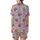 Whimsical Style Lovers' Lavender Purple Cartoon Turtle Geometric Pattern with Lime Green Turtles & Red Squares Orange Triangles Satin Short-Sleeve Pajamas Set - 7TAyF8mmDd