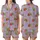 Whimsical Style Lovers' Lavender Purple Cartoon Turtle Geometric Pattern with Lime Green Turtles & Red Squares Orange Triangles Satin Short-Sleeve Pajamas Set - Zjx-vy3bEB