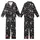 Alt Style Enthusiasts' Black White Illustrative Skull Skeleton Hands Rock Gesture Grunge Pattern Kid Satin Pajamas Set - 1