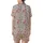 Whimsical Style Adorers' Cute Autumn Woodland Animals Flat Graphic on Pale Lavender-Grey with Terracotta Ochre Dusty Rose Leaves Satin Short-Sleeve Pajamas Set - 3
