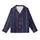 Modern Aesthetic Lover's Geometric Deep Navy Wide Vertical Stripes with Red-Maroon White Pinstripes Kid Satin Pajamas Set - 2