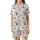 Whippet Lovers' Modern Illustrative Charcoal Whippet Outlines, Slate Blue Zig-Zag & Peach Accents Satin Short-Sleeve Pajamas Set - 2