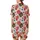 Whimsical Style Lovers' Playful Doodle Elephants, Polka Dot Mushrooms, Flowers Pattern: Red, Brown, Sky Blue, Pink Satin Short-Sleeve Pajamas Set - 3