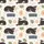 Whippet Lovers' Modern Illustrative Charcoal Whippet Outlines, Slate Blue Zig-Zag & Peach Accents Kid Satin Pajamas Set - 4