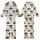 Whippet Lovers' Modern Illustrative Charcoal Whippet Outlines, Slate Blue Zig-Zag & Peach Accents Kid Satin Pajamas Set - 1