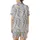 Modern Explorer: Tranquil Abstract Fluid Lines Pattern – Dusty Indigo Beige Wearable Art Print Satin Short-Sleeve Pajamas Set - z1D64t1vje