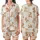 Women's Muslin Crinkle Cotton Sleep Set: Hand-Drawn Teddy Bears, Stars & Moons Satin Short-Sleeve Pajamas Set - 1