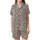 Artful Design Enthusiasts' Art Nouveau Stylized Vine Curvilinear Pattern Grey Mustard Fuchsia Satin Short-Sleeve Pajamas Set - 2