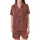 Newlyweds' Whimsical Hand-Drawn Merry & Married Christmas & Wedding Pattern on Muted Brick Red Satin Short-Sleeve Pajamas Set - 2
