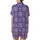 Women's Sophisticated Royal Purple White Dense Repeating Curvilinear Floral Medallion Satin Short-Sleeve Pajamas Set - sUpo7V0TgE