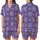 Women's Sophisticated Royal Purple White Dense Repeating Curvilinear Floral Medallion Satin Short-Sleeve Pajamas Set - z3D3iN1BKL