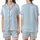 Women's Boho Light Blue White Minimalist Geometric Striped Organic Cotton Pajama Ensemble Satin Short-Sleeve Pajamas Set - 1