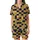 Modern Enthusiasts Deep Navy Golden Yellow Geometric Rectangular Square Tessellation Striped Gold Accents Satin Short-Sleeve Pajamas Set - 2