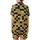Modern Enthusiasts Deep Navy Golden Yellow Geometric Rectangular Square Tessellation Striped Gold Accents Satin Short-Sleeve Pajamas Set - 3
